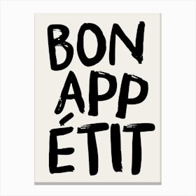 BON APPETIT BLACK & WHITE PRINT Canvas Print