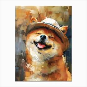 Oil Painting Smiling Shiba Inu 16 Canvas Print