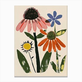 Painted Florals Coneflower Canvas Print