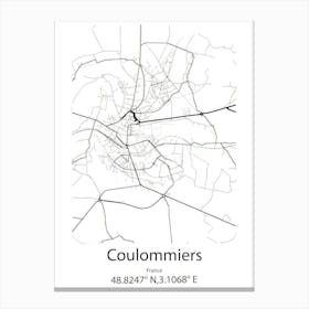 Coulommiers,France Minimalist Map Canvas Print