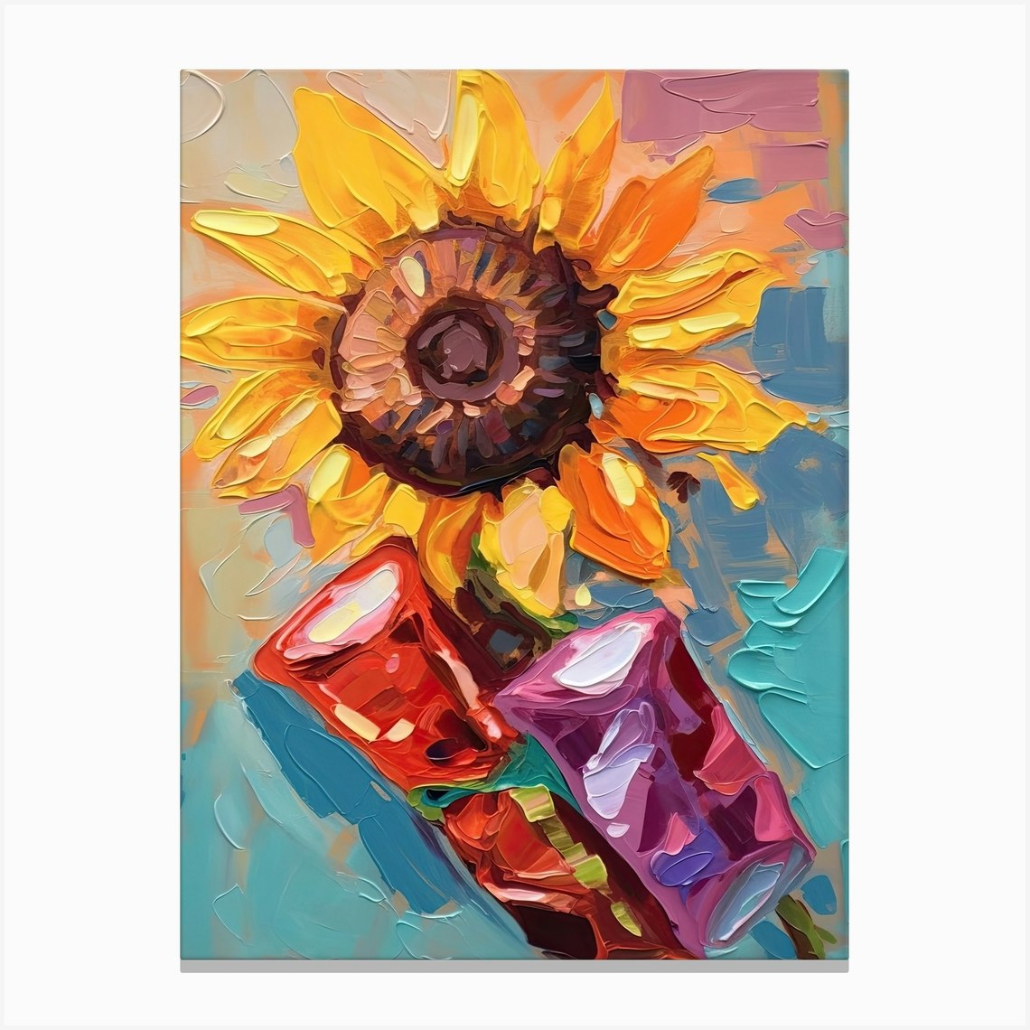 Abstract Sunflower Canvas Print - 18x24 Vivid Artwork