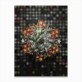 Vintage Treacleberry Flower Wreath on Dot Bokeh Pattern n.0050 Canvas Print