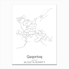 Qaqortoq,Greenland Minimalist Map Canvas Print