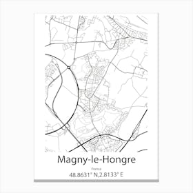 Magny Le Hongre,France Minimalist Map Canvas Print