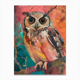 Kitsch Colourful Owl Collage 3 Canvas Print