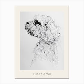 Lhasa Apso Dog Line Sketch 2 Poster Canvas Print