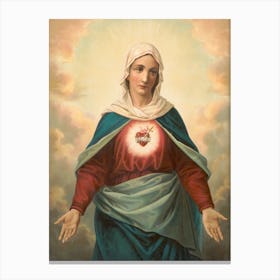 The Virgin Mary With Heart Emblem On Chest Canvas Print