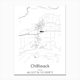 Chilliwack,Canada Minimalist Map Canvas Print