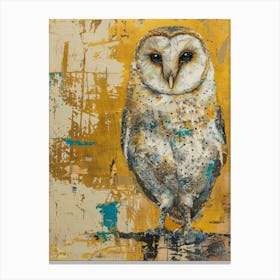Baby Owl Gold Effect Collage 1 Canvas Print