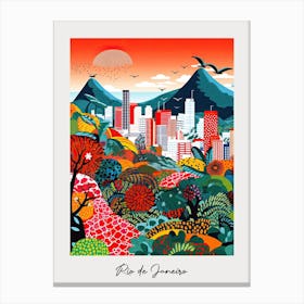 Poster Of Rio De Janeiro, Illustration In The Style Of Pop Art 4 Canvas Print