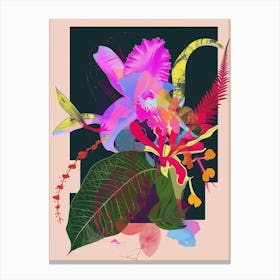 Monkey Orchid 2 Neon Flower Collage Canvas Print