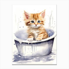 Munchkin Cat In Bathtub Bathroom 2 Canvas Print