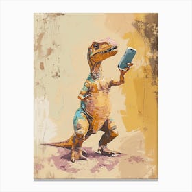 Dinosaur Taking A Selfie Canvas Print