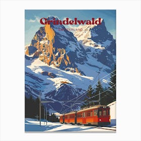 Grindelwald Switzerland Eiger Mountain Art Illustration Canvas Print