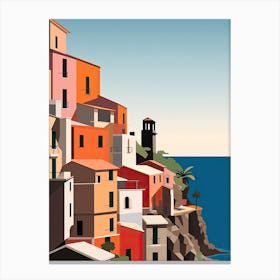 Cinque Terre, Italy, Bold Outlines 4 Canvas Print