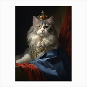 Cat In Medieval Clothing Rococo Inspired Painting 3 Canvas Print