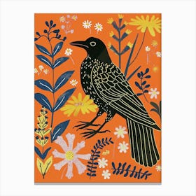 Spring Birds Raven 4 Canvas Print