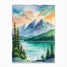 Lake Clark National Park Watercolor Painting Canvas Print