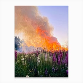 A Multitude Of Flowers Blossoming In The Center Their Petals Transitioning From Yellow To Pink To W 2 1 Canvas Print