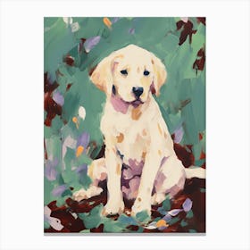A Golden Retriever Dog Painting, Impressionist 4 Canvas Print