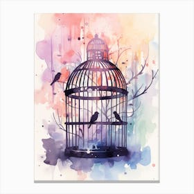 Snowy Bird Cage 1 Canvas Print