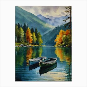 Two Boats On A Lake Canvas Print