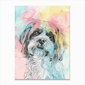 Watercolour Dog Pastel Line Illustration Canvas Print