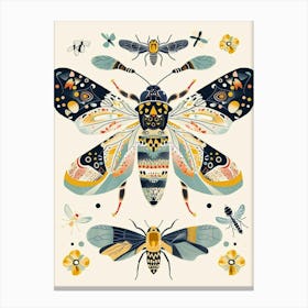 Colourful Insect Illustration Bee 3 Canvas Print