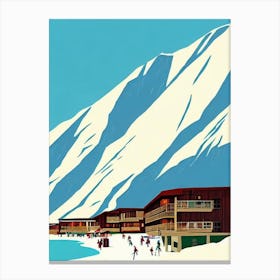 Val Thorens, France Midcentury Vintage Skiing Poster Canvas Print