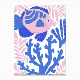 Blue And Pink Fish Ocean Collection Boho Canvas Print