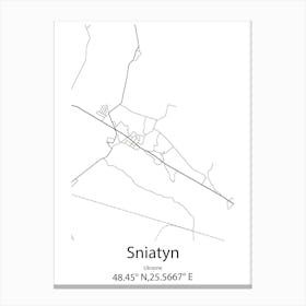 Sniatyn,Ukraine Minimalist Map Canvas Print