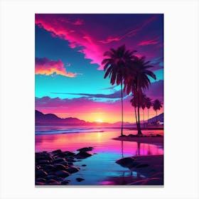 Neon Sunset Wallpaper Canvas Print