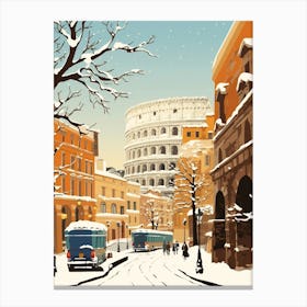 Vintage Winter Travel Illustration Rome Italy 1 Canvas Print