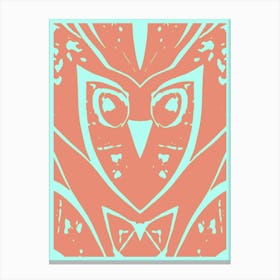 Abstract Owl Warm Orange And Duck Egg Blue  Canvas Print
