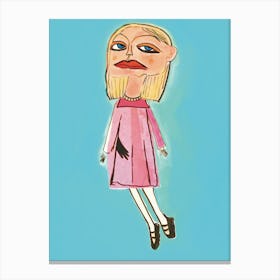 Girl In A Pink Dress floating Canvas Print