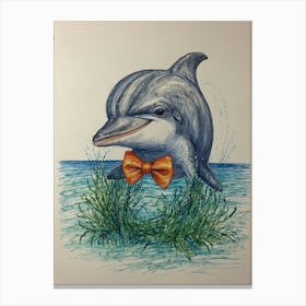 Dolphin With Bow Tie Canvas Print