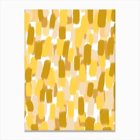Yellow And White Abstract Brush Strokes Canvas Print