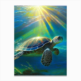 Flatback Sea Turtle (Natator Depressus), Sea Turtle Monet Inspired 1 Canvas Print