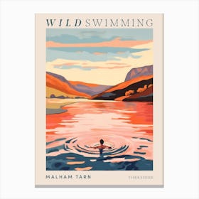 Wild Swimming At Malham Tarn Yorkshire 1 Poster Canvas Print