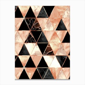 Rose Gold And Black Marble Pattern Canvas Print