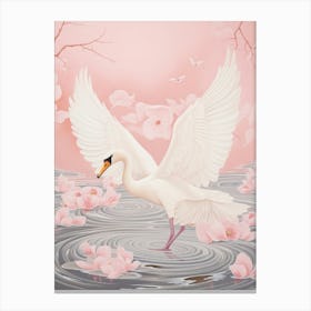 Vintage Japanese Inspired Bird Print Swan 4 Canvas Print