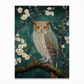 Ohara Koson Inspired Bird Painting Eastern Screech Owl 2 Canvas Print