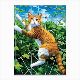 Cat Climbing A Fence Canvas Print