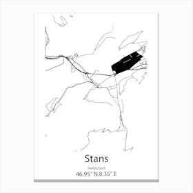 Stans,Switzerland Minimalist Map Canvas Print