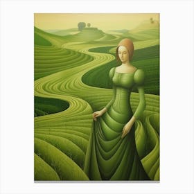 Lady In Green 1 Canvas Print