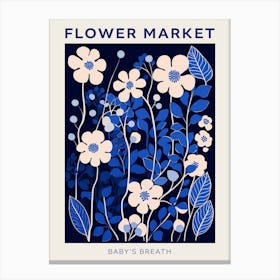 Blue Flower Market Poster Babys Breath 1 Canvas Print