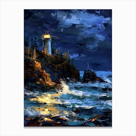 Lighthouse At Night 10 Canvas Print