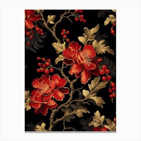 Chinese Witch Hazel 1 William Morris Style Winter Florals Canvas Print