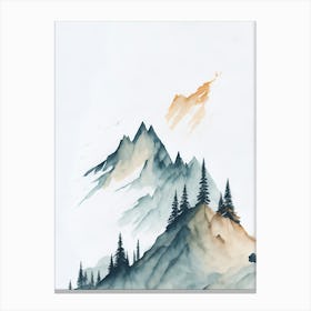 Mountain And Forest In Minimalist Watercolor Vertical Composition 153 Canvas Print