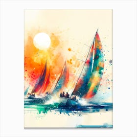 Sailboats At Sunset Canvas Print